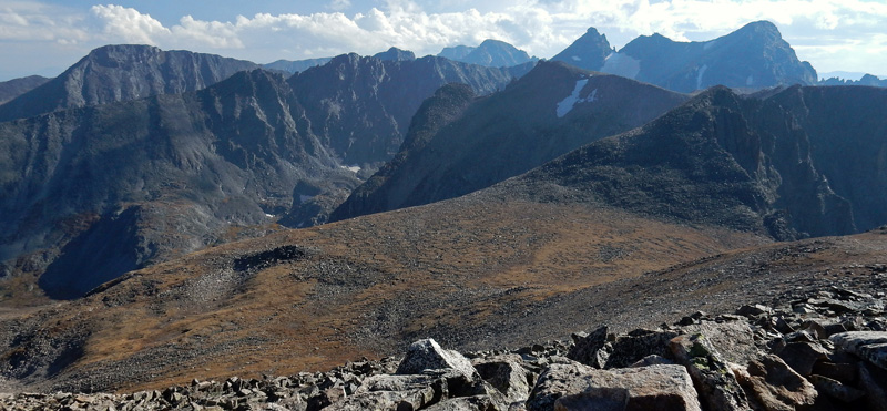 View of the mountains south as seen from the Pawnee Peak summit in the Indian Peaks Wilderness Area