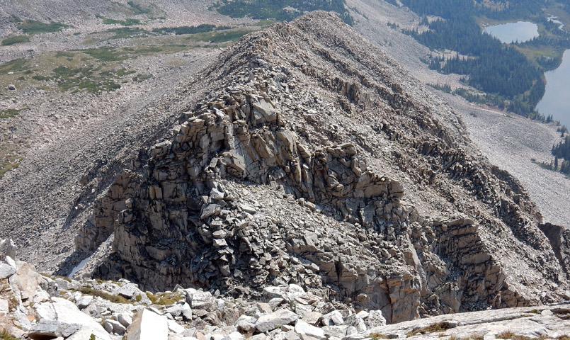 View of upper notch and SE Ridge from the top of the notch West Wall on Mount Audubon