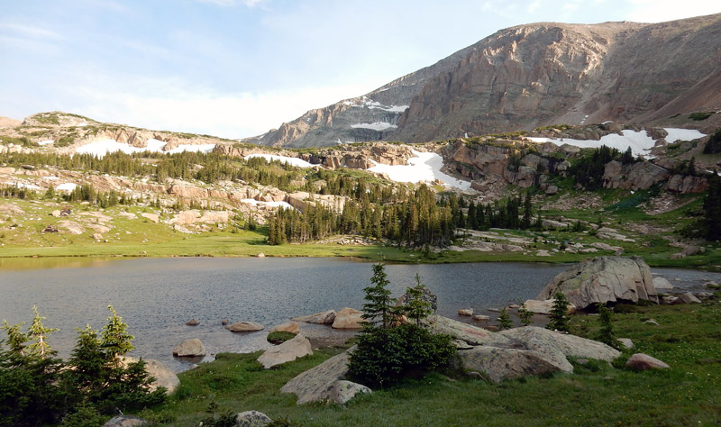 Scenic view of Lion Lake #1 with Chiefs Head Peak in the background, Wild Basin, RMNP, Colorado