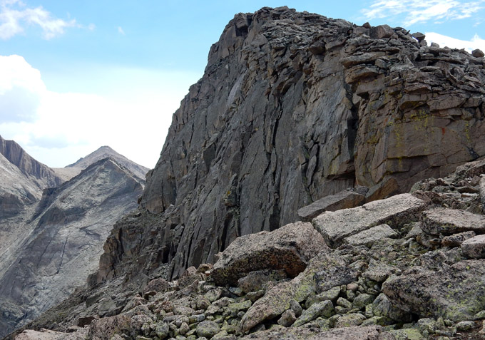 Upper two or three hundred vertical feet of Chiefs Head Peak’s north face, as seen from the west ridge