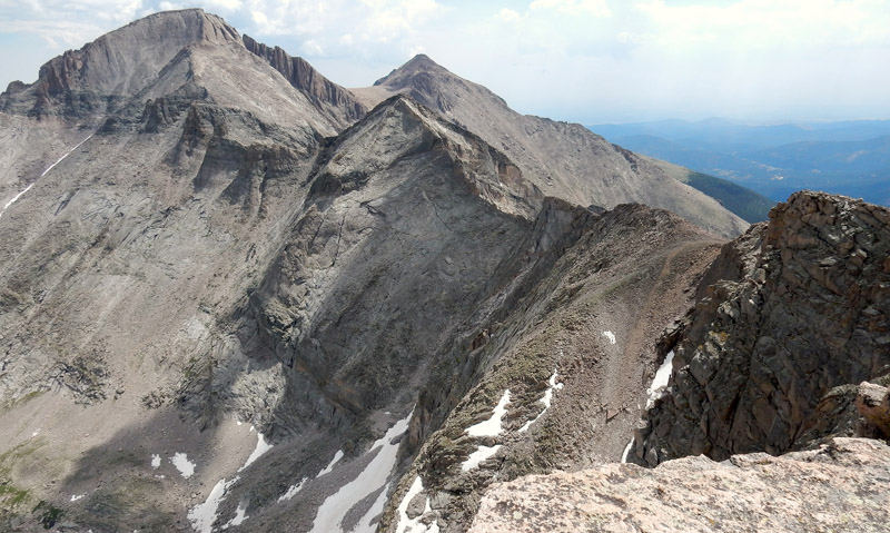 East summit view from Chiefs Head Peak showing Pagoda Mountain, Longs Peak, and Mt Meeker