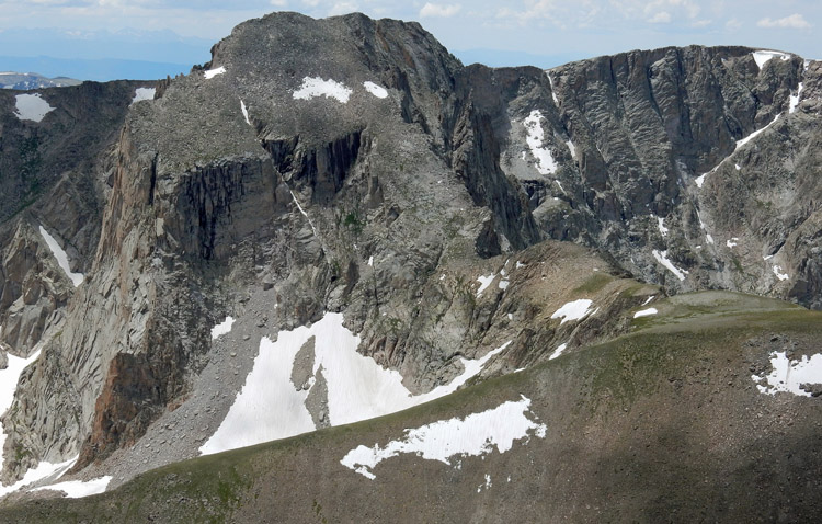 View of Mt Alice and the Hourglass Ridge from below the summit of Chiefs Head Peak