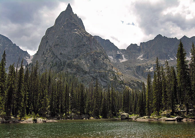 Lone Eagle Peak (11,940 feet), from across Mirror Lake