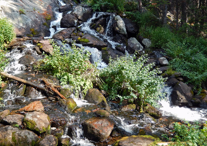 Little cascade on Fall Creek in Comanche Peak Wilderness