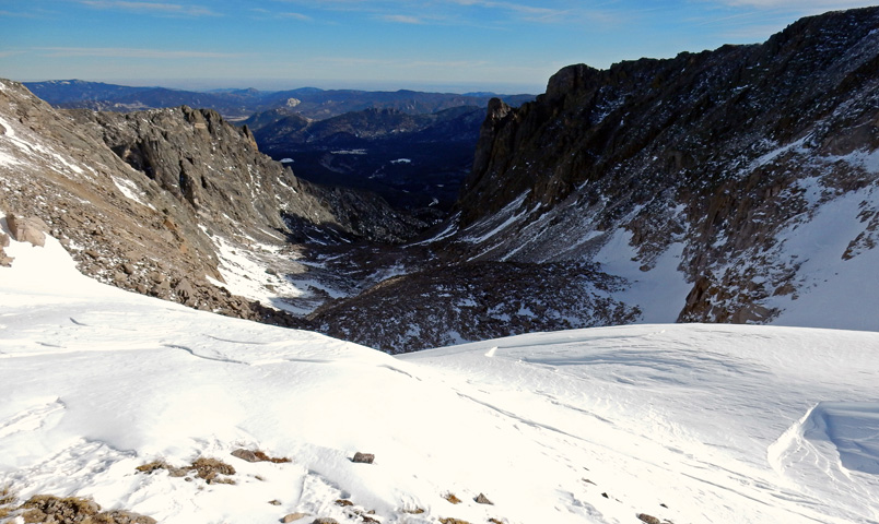 View down into Tyndall Gorge from the upper glacier rim