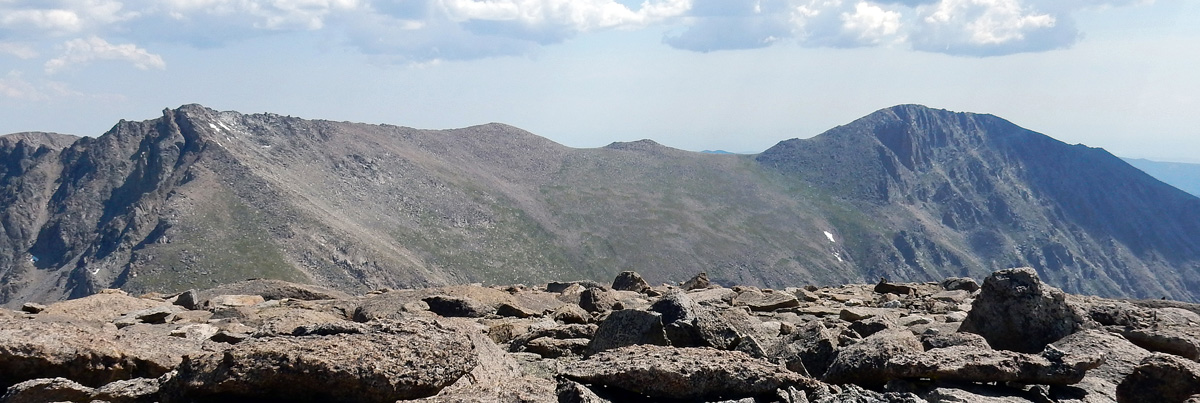 Hagues Peak and the long ridge over to Mummy Mountain, from Fairchild Mtn