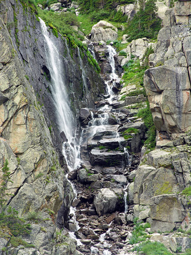 Waterfall at the southwest end of the Crater Lake cirque - Indian Peaks Wilderness Area, Colorado