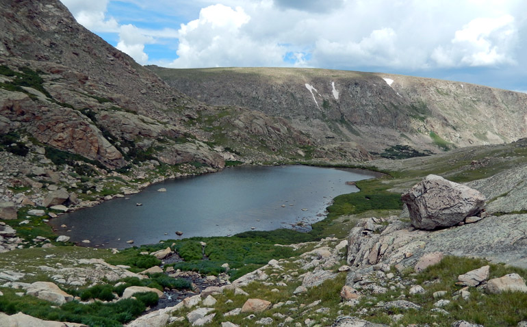 Lake Dunraven, as seem while hiking further up to Whiskey Lake