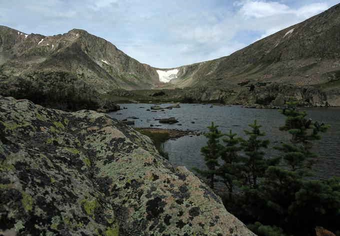 Looking across Lake Husted with Icefield Pass in the distance