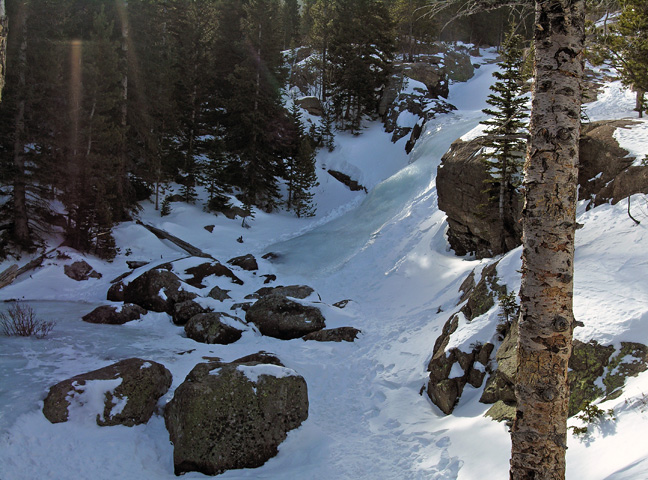 Frozen Alberta Falls in Rocky Mountain National Park