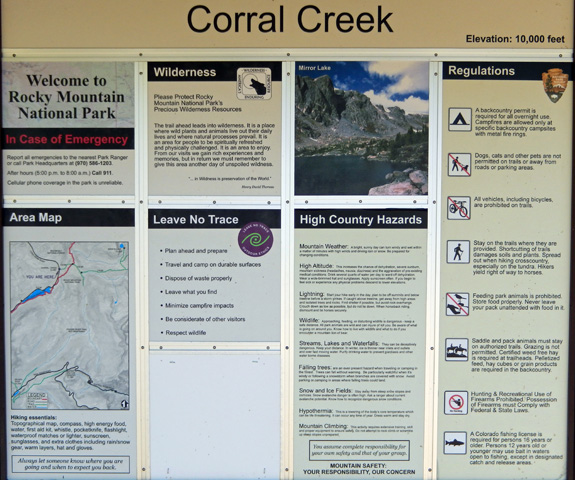 Corral Creek Trailhead sign