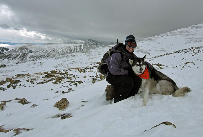 Suzy and Keisha smiling for a picture at 12,000 feet on the Indian Peaks, Mount Audubon Trail