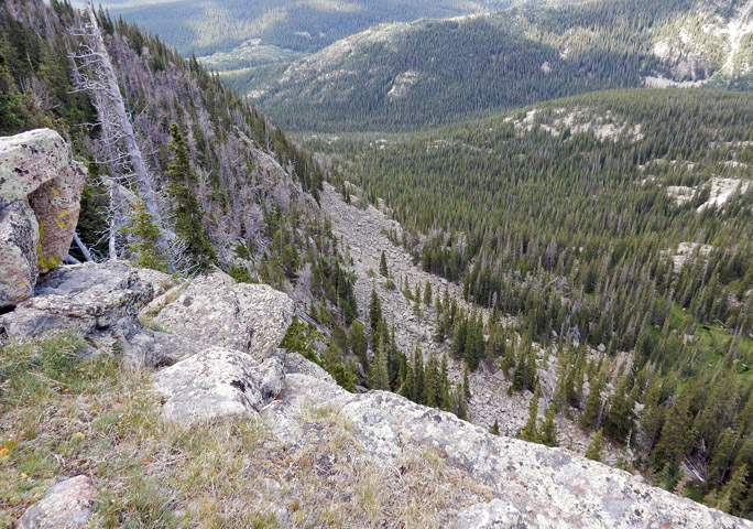 View from top of cliff on west side of Mount Orton ridge line