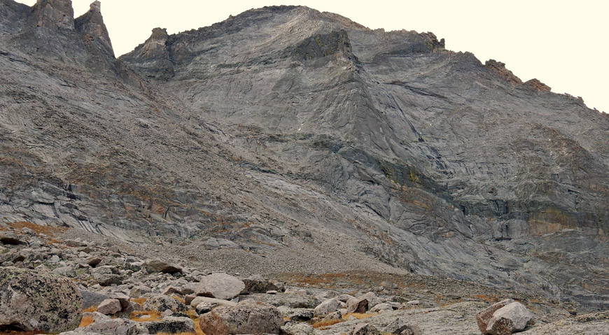 Early morning view of Pagoda Mountain and the eastern scree slopes