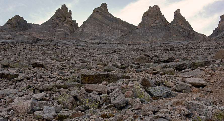 View of the Keyboard of the Winds from the eastern scree slopes of Pagoda Mountain