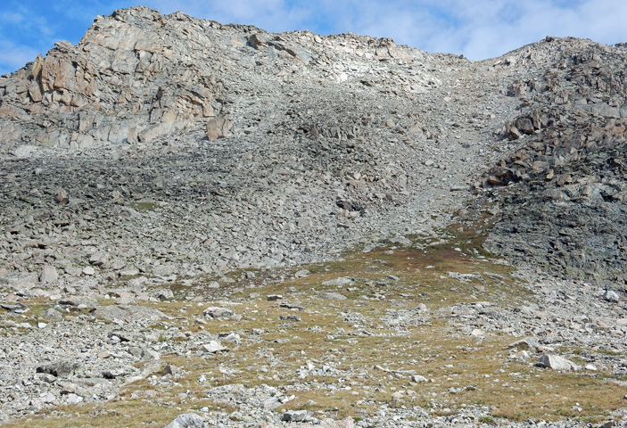 View of Paiute Peak’s SE scree slope, Indian Peaks Wilderness Area, Colorado
