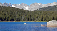 View looking towards the mountains at Lefthand Reservoir, Indian Peaks Wilderness