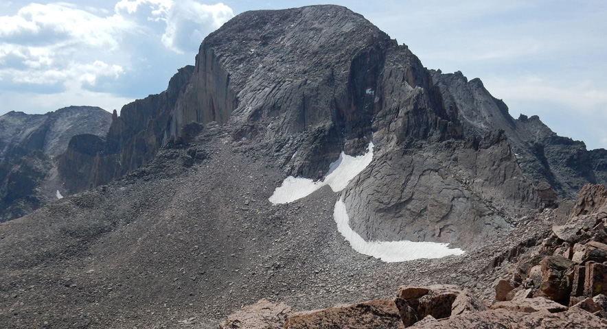 View of entire north side of Longs Peak from Storm Peak summit