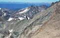 View from just west of the Mount Meeker summit, looking over the Keyboard of the Winds Ridge into Glacier Gorge