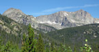 View of the Tanima Peak and Mount Alice from the Wild Basin trail to Bluebird Lake