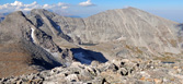 View north from the Pawnee Peak summit, showing Mt Toll, Paiute Peak and Mt Audubon