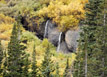 Photo of a small waterfall with fall colors between Black and Jewel Lakes