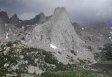 Pingora Peak with Wolf’s Head in the background and a storm overhead, Cirque of the Towers, Wind River Range, Wyoming