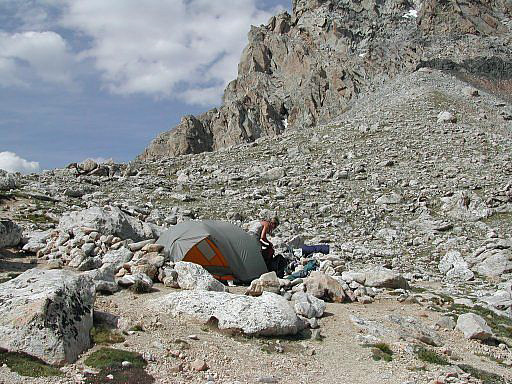 Our bivy on the Lower Saddle connecting the Middle and the Grand Teton