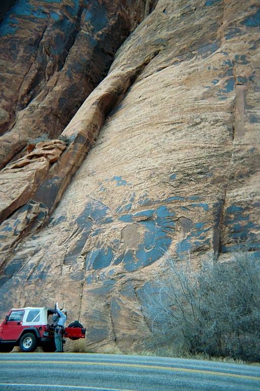 Gearing up in front of Seibernetics, Wall Street, Moab, Utah