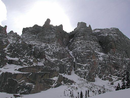 Deep Freeze and NW Face Route,Loch Vale side of Thatchtop
         Rocky Mountain National Park, Colorado