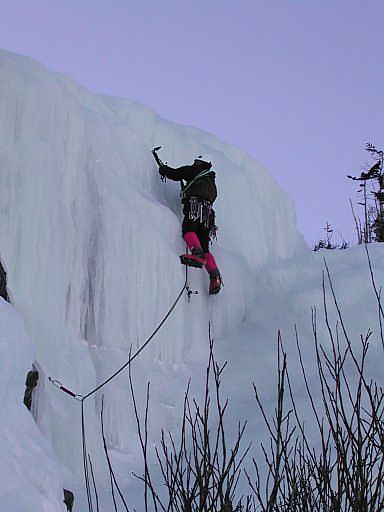 Ben topping out on the 2nd and final pitch at Lincolf Falls