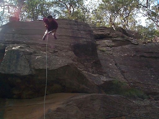 Mark demonstrating the extreme sport of Australian Rap Jumping.