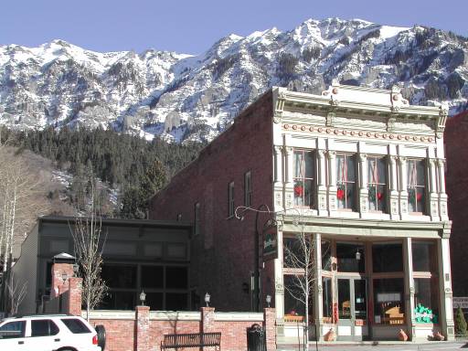 Down Town Ouray, Colorado with mountains behind