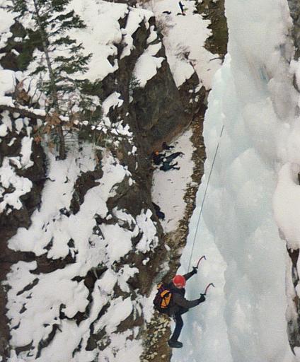 Climber on the Schoolroom Wall, Ouray Ice Park