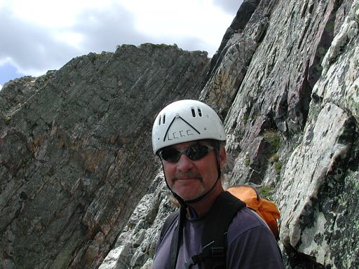 John Benson, 4th or 5th belay on the diamond Wall, Snowy Range, Wyoming