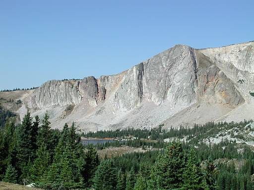 View of the Snowy Range walls with the Diamond on the right