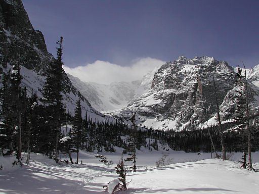 View looking SW toward Sky Pond, from The Loch
         Rocky Mountain National Park, Colorado
