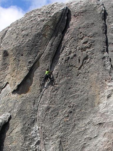 Climber on Wheat Thin, Elephant Rock, City of Rocks, Idaho
