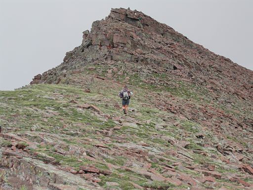 Suzy approaching the summit of Humboldt Peak