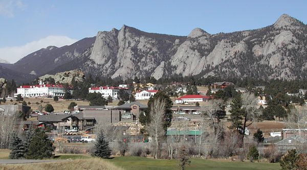 Estes Park, with the Stanley Hotel up the hill, and Lumpy Ridge dominating the background
