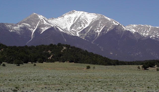 The east slopes of Mount Princeton, taken from the highway in May of 2004