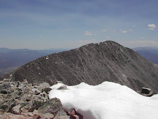 Looking at Mt Shavano from the summit of Tabeguache Peak.