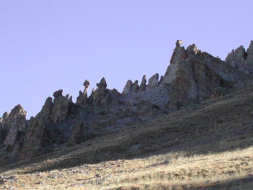 Outcropping of pinnacles near the the 3rd pass, approaching San Luis Peak from the West Willow Creek Trailhead.