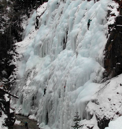 Ouray, Colorado - Ouray Ice Park, Schoolroom Wall taken from Upper Bridge