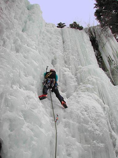 Ben leading up the Spiral Staircase ice climb at Vail, Colorado