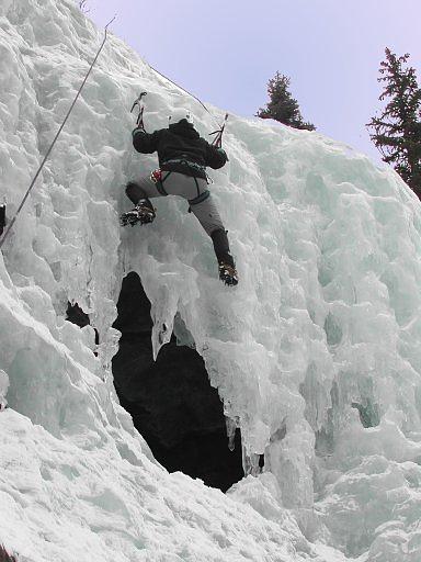 Susan Morgenstern on the Castle Rock Lower Falls Ice, Boulder Canyon, Boulder, Colorado