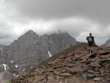 Descending Humbolt Peak with the Crestones lurking in the background