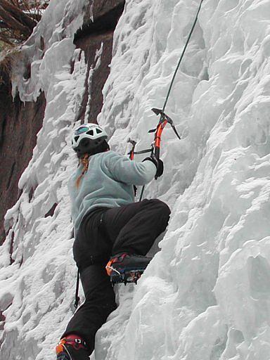 Suzy on the Castle Rock Upper Falls Ice, Boulder Canyon, Boulder, Colorado