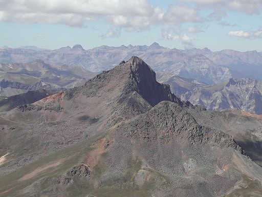 Wetterhorn and Matterhorn Peak, looking west from the summit of Uncompahgre Peak