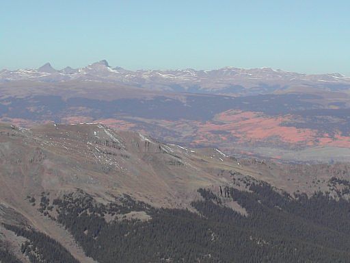 Wetterhorn, Matterhorn, and Uncompahgre Peaks, from the summit of San Luis Peak.